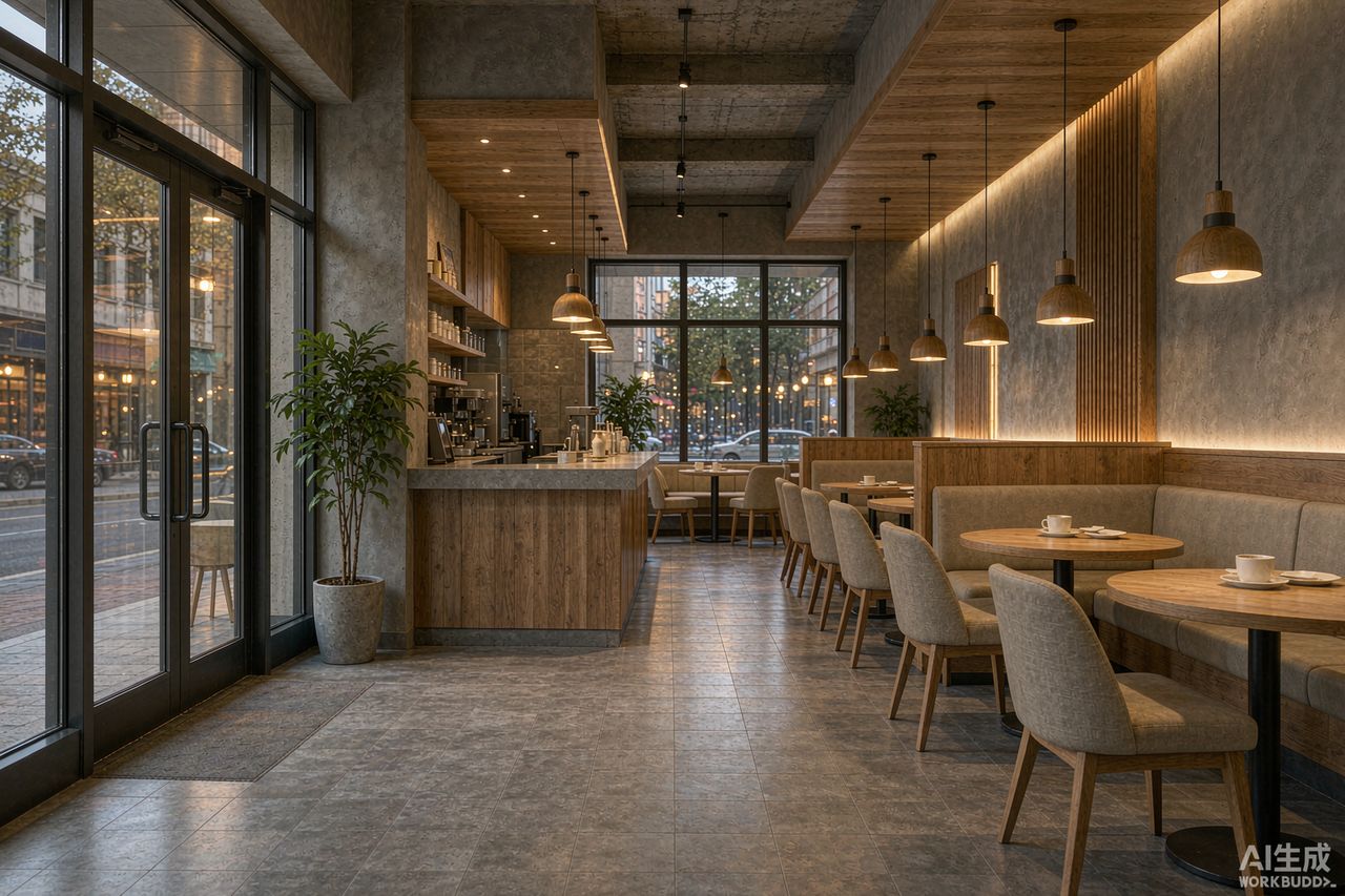 门市项目餐饮门店前厅装修效果示意图（AI渲染）